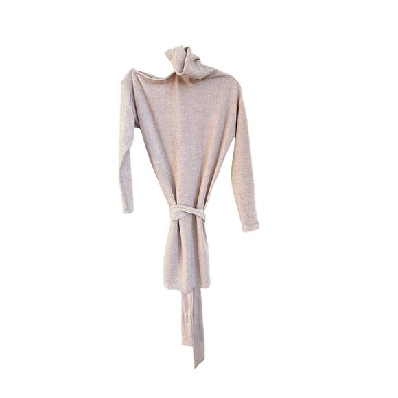 Gibsonlook mock Neck Ribbed One Shoulder Cut Out Knit sweater Dress Nude Blush S - Picture 4 of 7